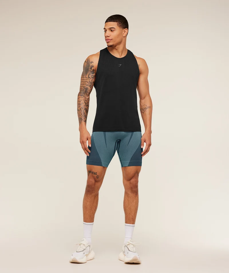Gymshark Seamless Running Half Tight - Stealth Blue/Storm Blue