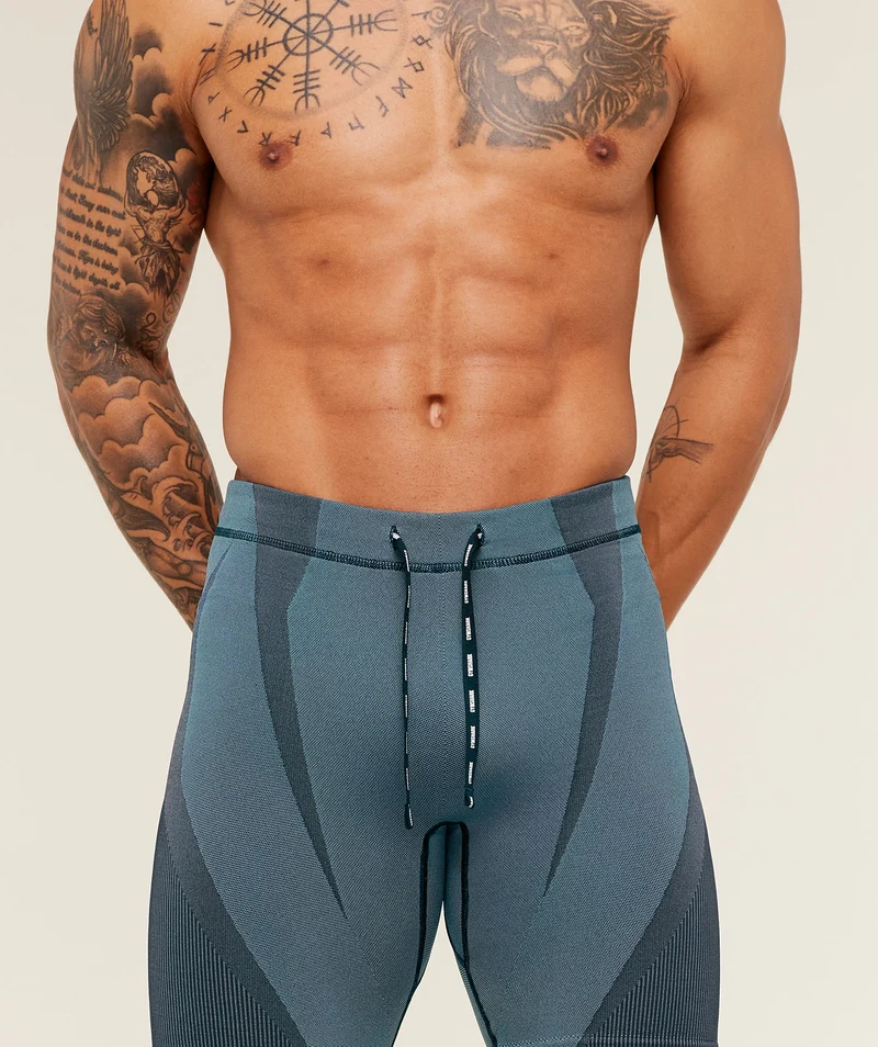 Gymshark Seamless Running Half Tight - Stealth Blue/Storm Blue