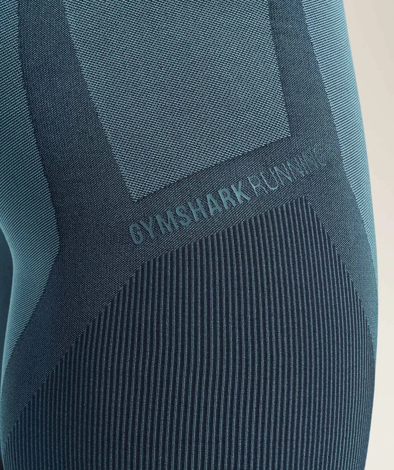 Gymshark Seamless Running Half Tight - Stealth Blue/Storm Blue