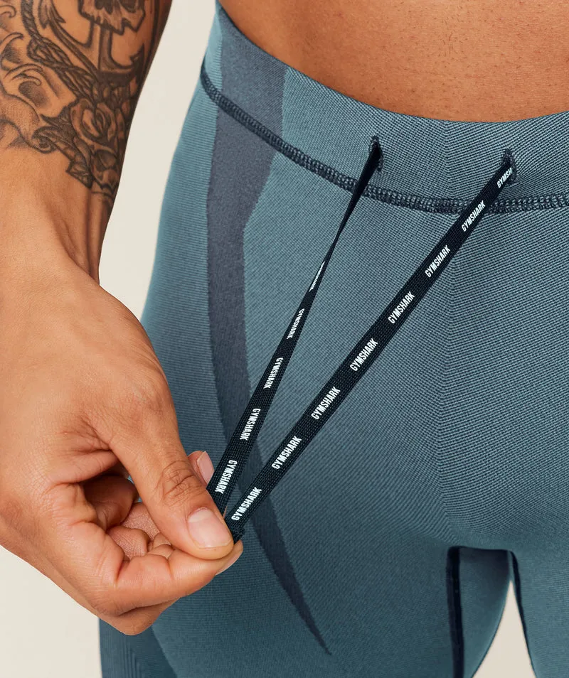 Gymshark Seamless Running Half Tight - Stealth Blue/Storm Blue