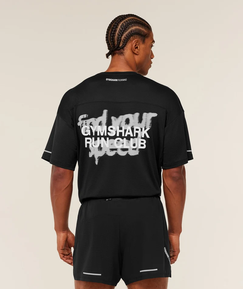 Gymshark Running Graphic T-Shirt - Black
