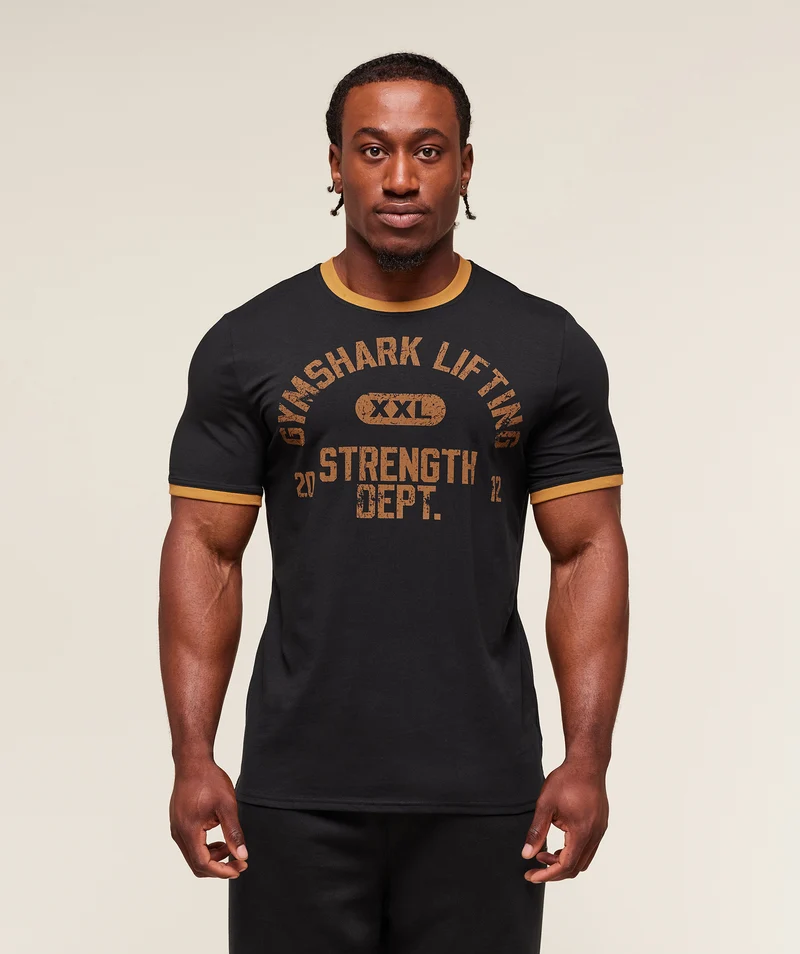 Gymshark XXL Strength Dept Ringer T-Shirt - Black