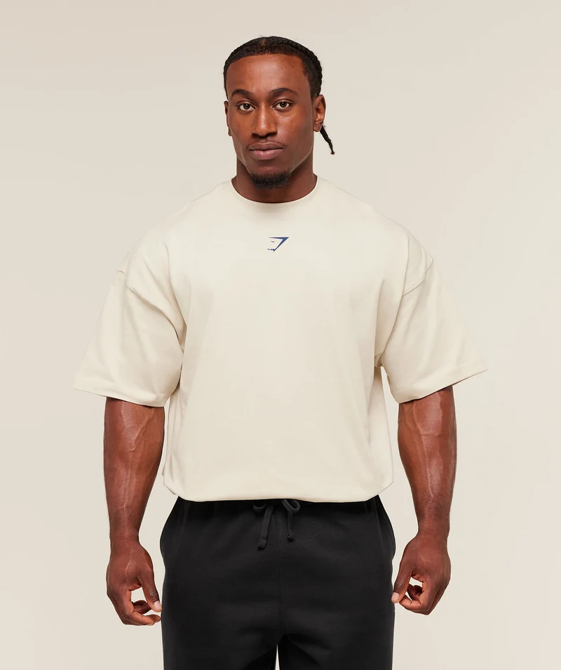 Gymshark Lifting Club T-Shirt - Oat White/Compound Blue