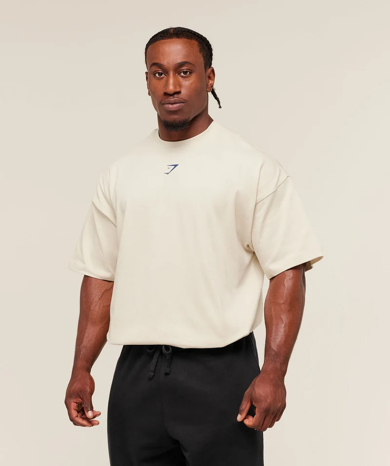Gymshark Lifting Club T-Shirt - Oat White/Compound Blue