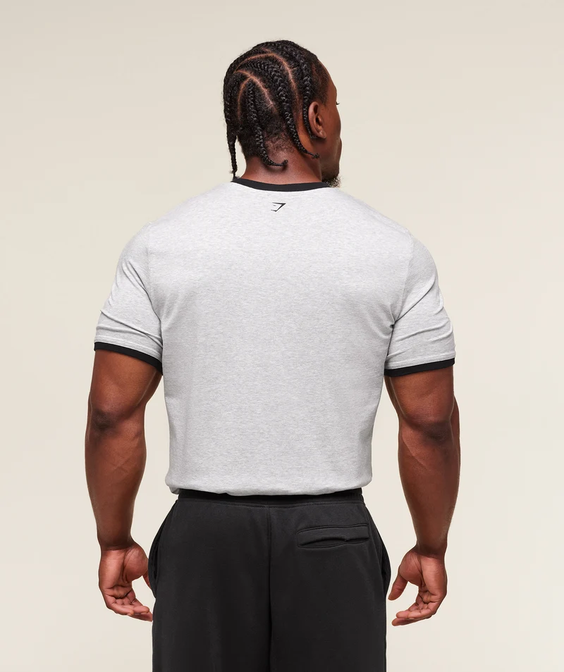 Gymshark XXL Strength Dept Ringer T-Shirt - Light Grey Core Marl