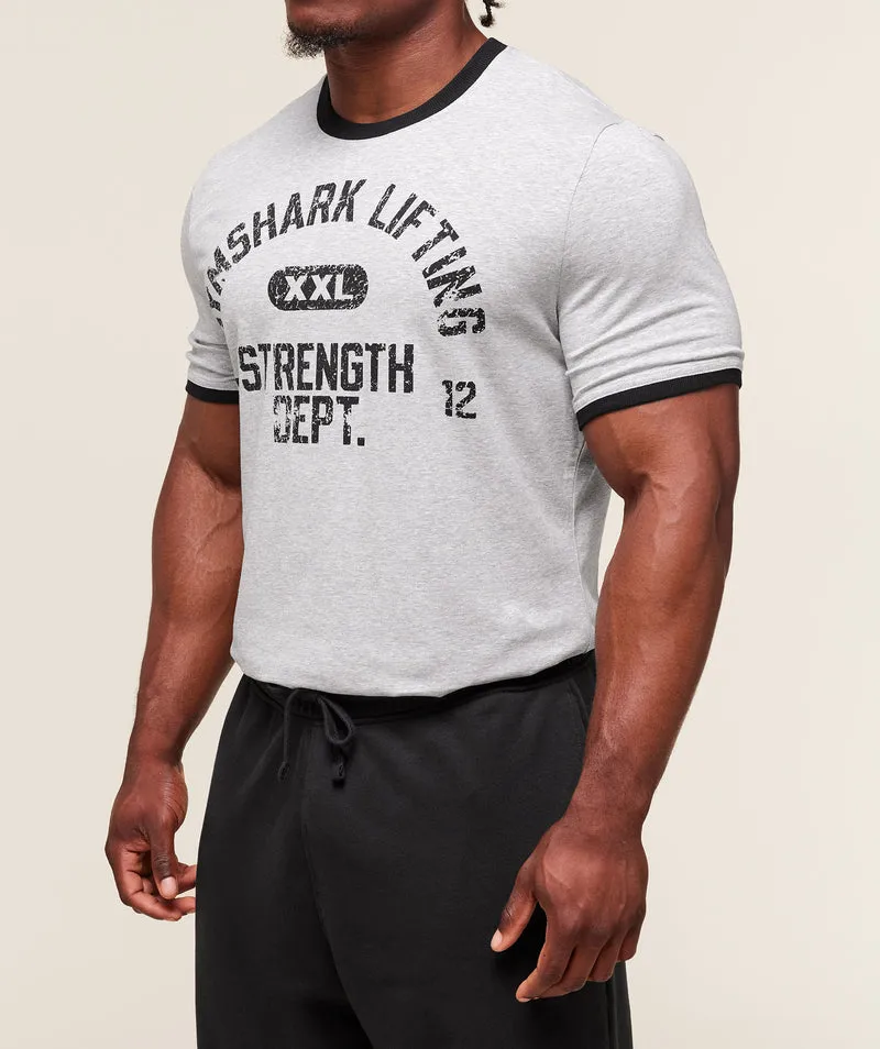 Gymshark XXL Strength Dept Ringer T-Shirt - Light Grey Core Marl
