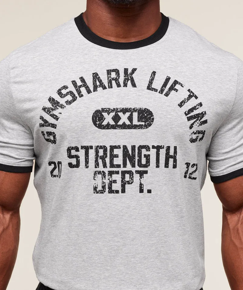 Gymshark XXL Strength Dept Ringer T-Shirt - Light Grey Core Marl