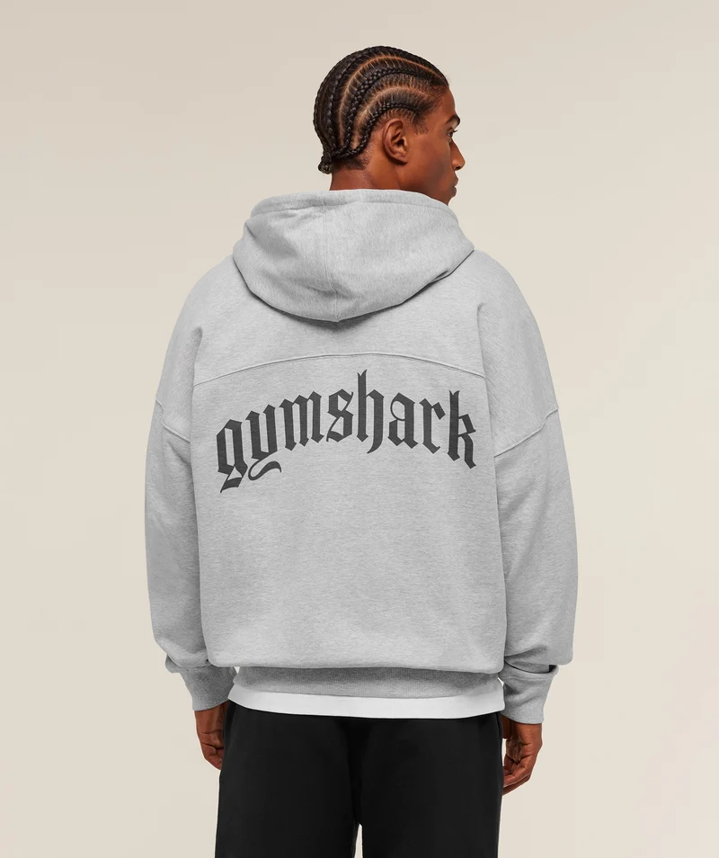 Gymshark Olde English Zip Up Hoodie - Soft Grey Marl