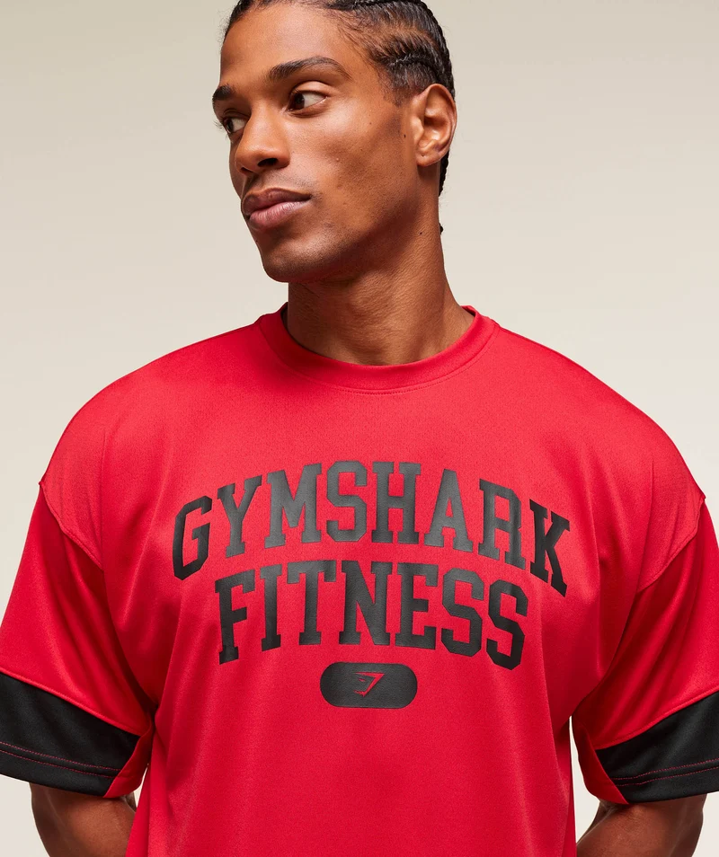 Gymshark Varsity Oversized T-Shirt - Conditioning Red