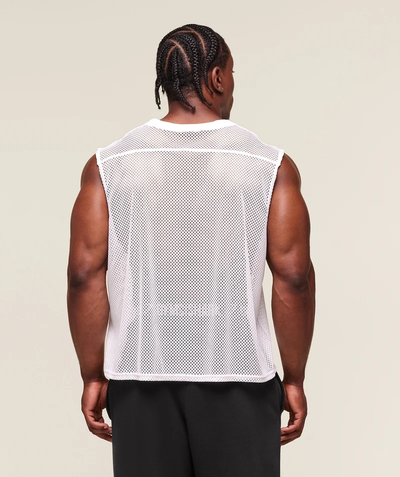 Gymshark Mesh Oversized Tank - White