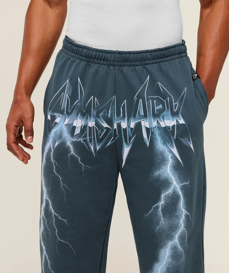 Gymshark Eagle Band Style Graphic Straight Leg Pants - Stealth Blue