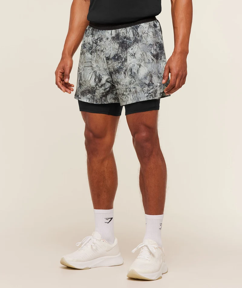 Gymshark Running 4" 2-in-1 Shorts - Dark Grey/Black