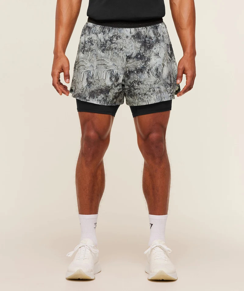 Gymshark Running 4" 2-in-1 Shorts - Dark Grey/Black