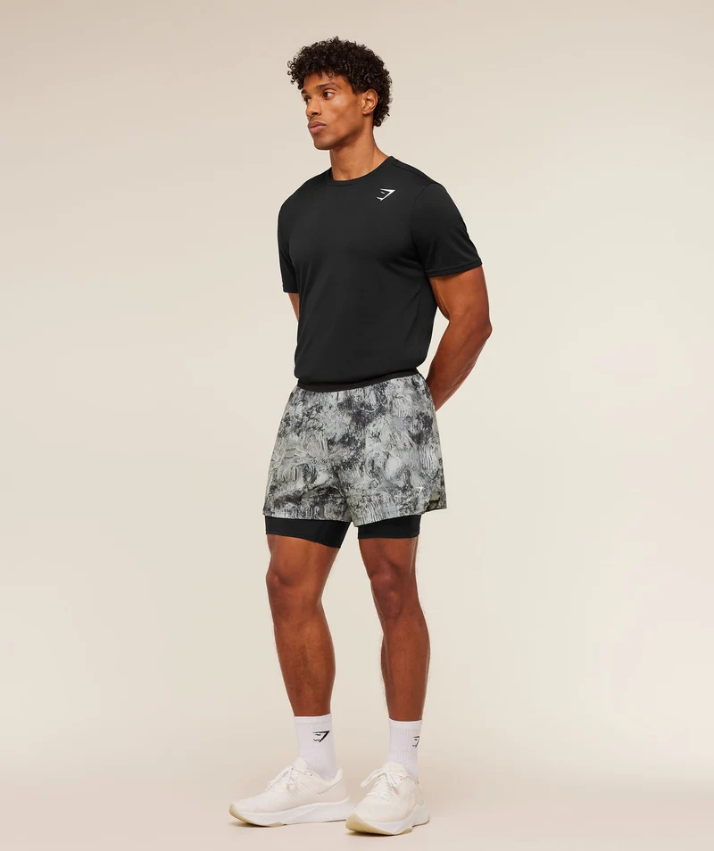 Gymshark Running 4" 2-in-1 Shorts - Dark Grey/Black