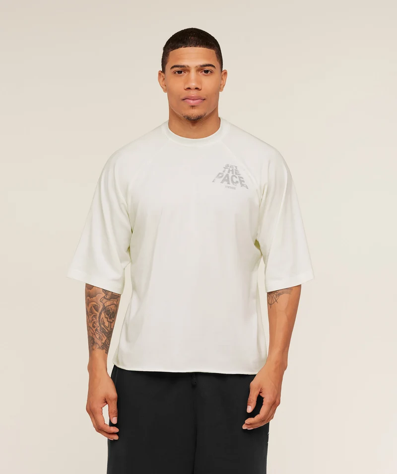 Gymshark Set The Pace Boxy T-Shirt - Soft White