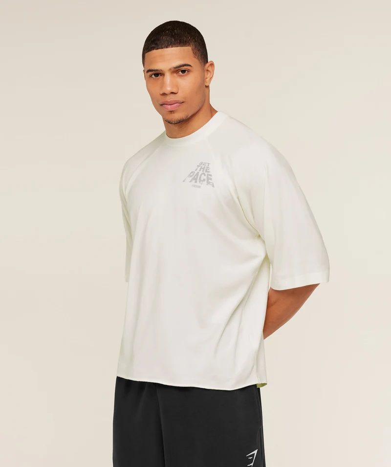 Gymshark Set The Pace Boxy T-Shirt - Soft White