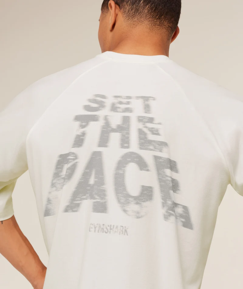 Gymshark Set The Pace Boxy T-Shirt - Soft White