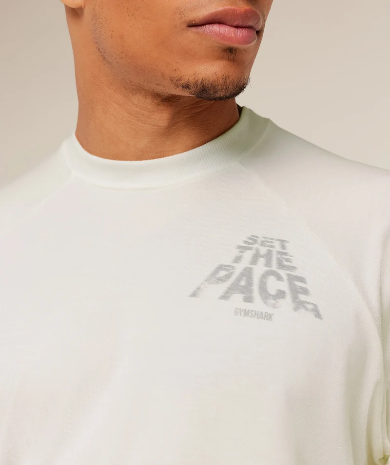 Gymshark Set The Pace Boxy T-Shirt - Soft White
