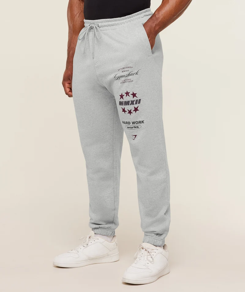 Gymshark Global Lifting Graphic Pants - Light Grey Core Marl