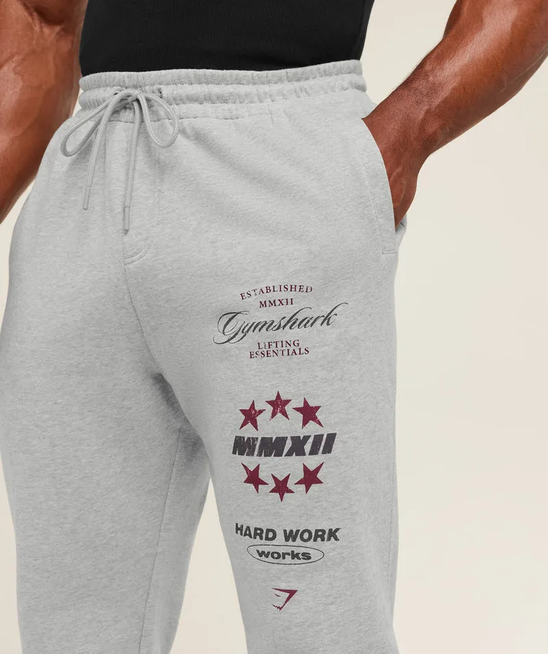 Gymshark Global Lifting Graphic Pants - Light Grey Core Marl