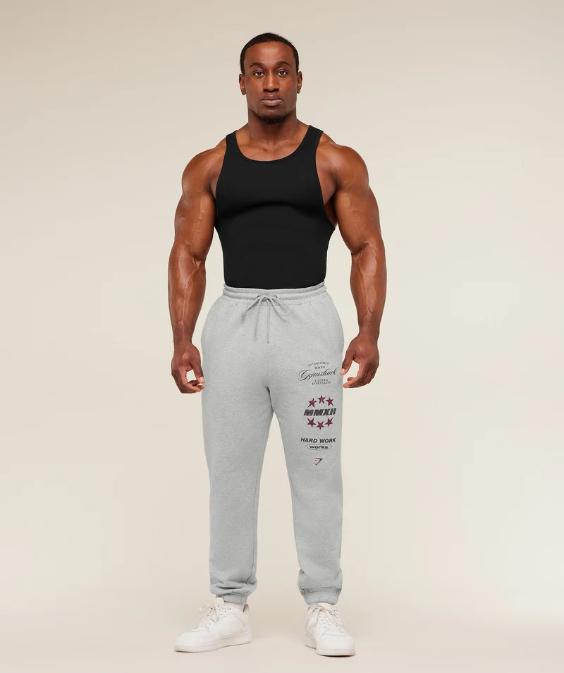 Gymshark Global Lifting Graphic Pants - Light Grey Core Marl