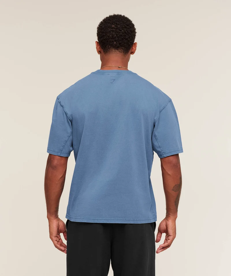 Gymshark Collegiate Washed T-Shirt - Compound Blue