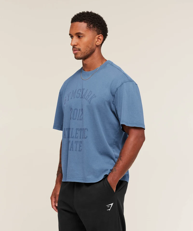 Gymshark Collegiate Washed T-Shirt - Compound Blue