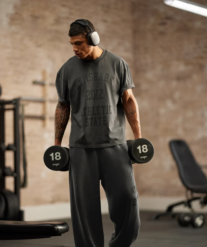 Gymshark Collegiate Washed T-Shirt - Asphalt Grey