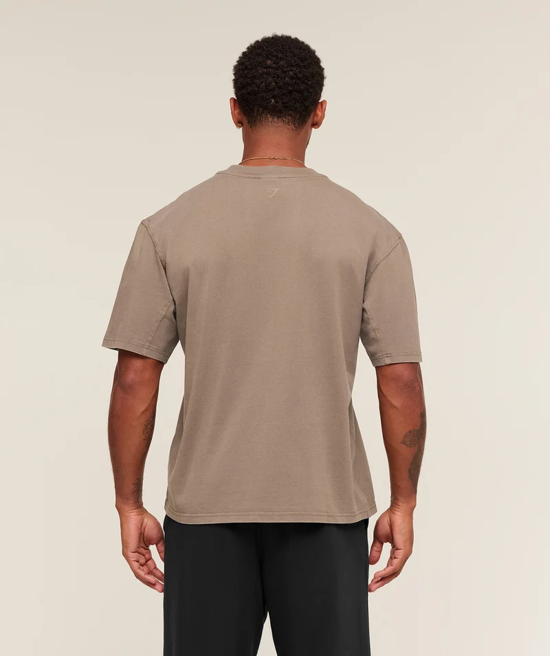Gymshark Collegiate Washed T-Shirt - Soft Brown