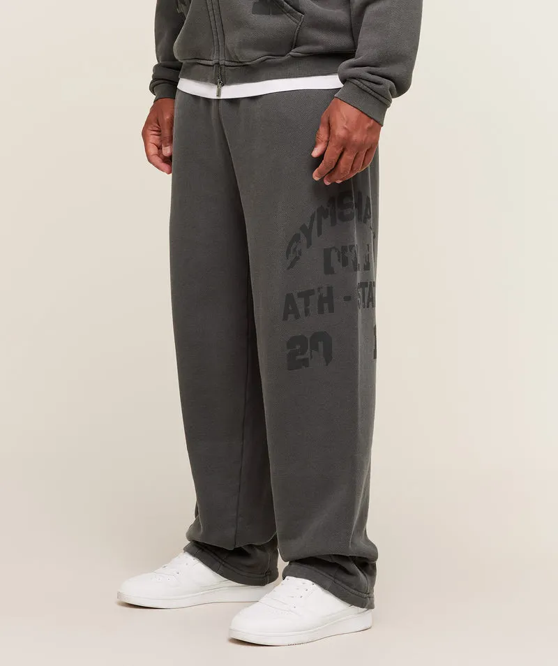 Gymshark Colegiate Washed Wide Leg Jogger - Asphalt Grey