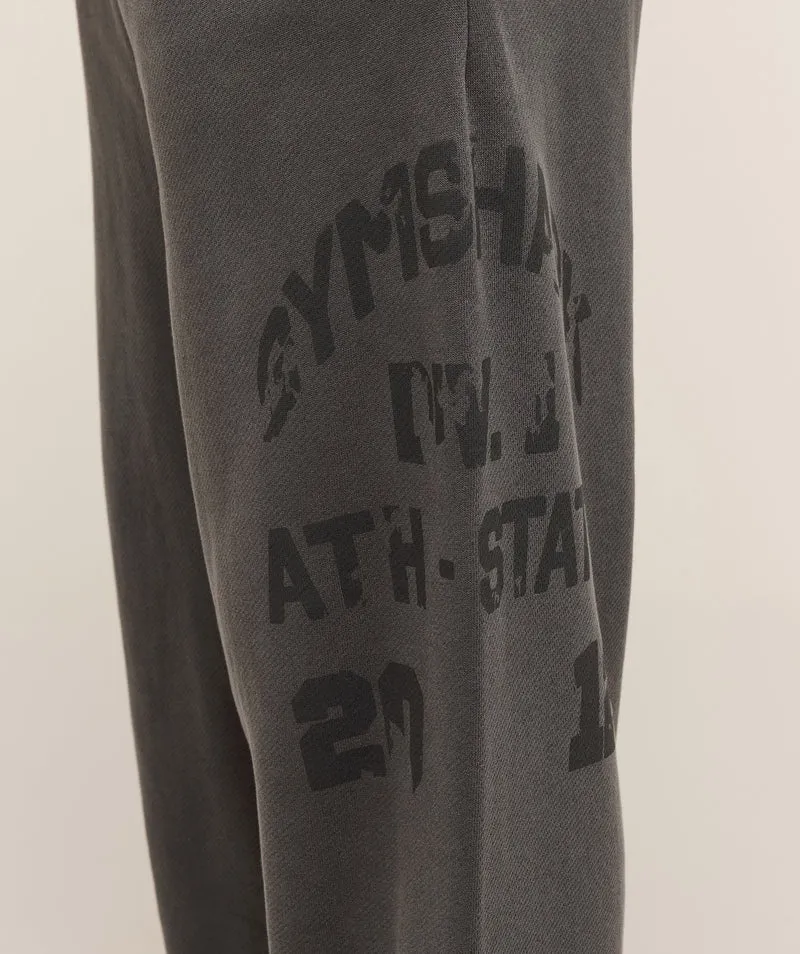 Gymshark Colegiate Washed Wide Leg Jogger - Asphalt Grey