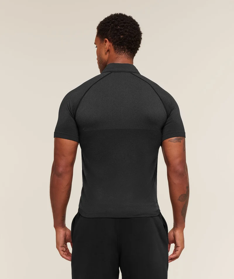 Gymshark Vital Seamless Polo - Black/Silhouette Grey