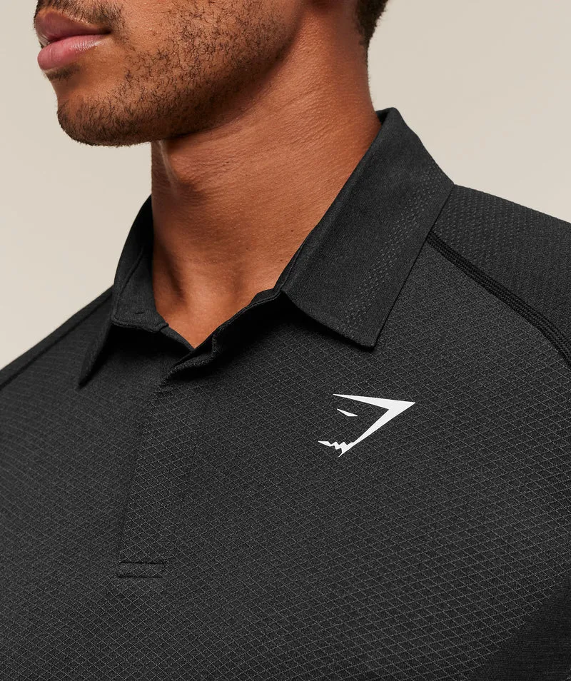 Gymshark Vital Seamless Polo - Black/Silhouette Grey