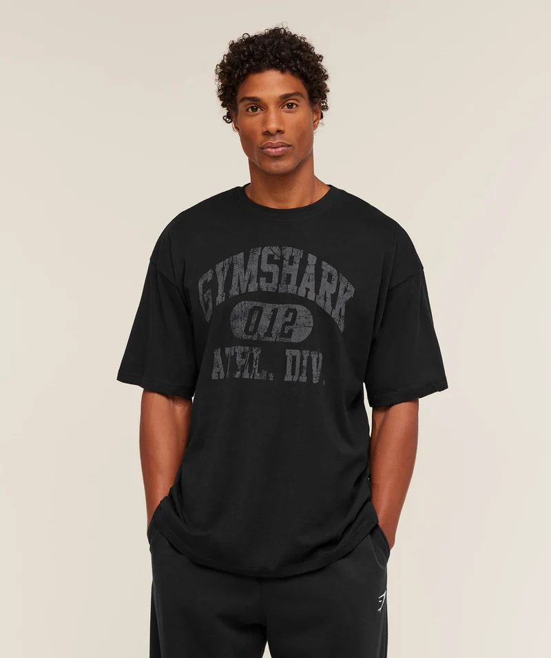 Gymshark Athletic Division Graphic T-Shirt - Black