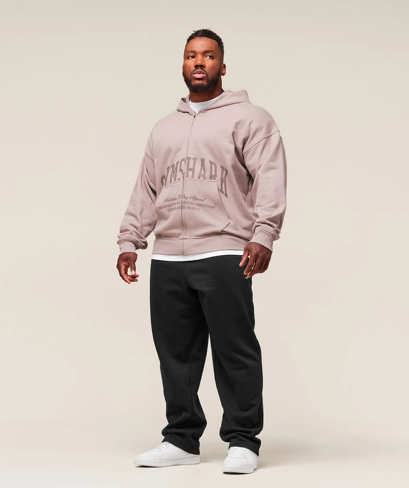 Gymshark Collegiate Script Zip Up Hoodie - Muted Pink