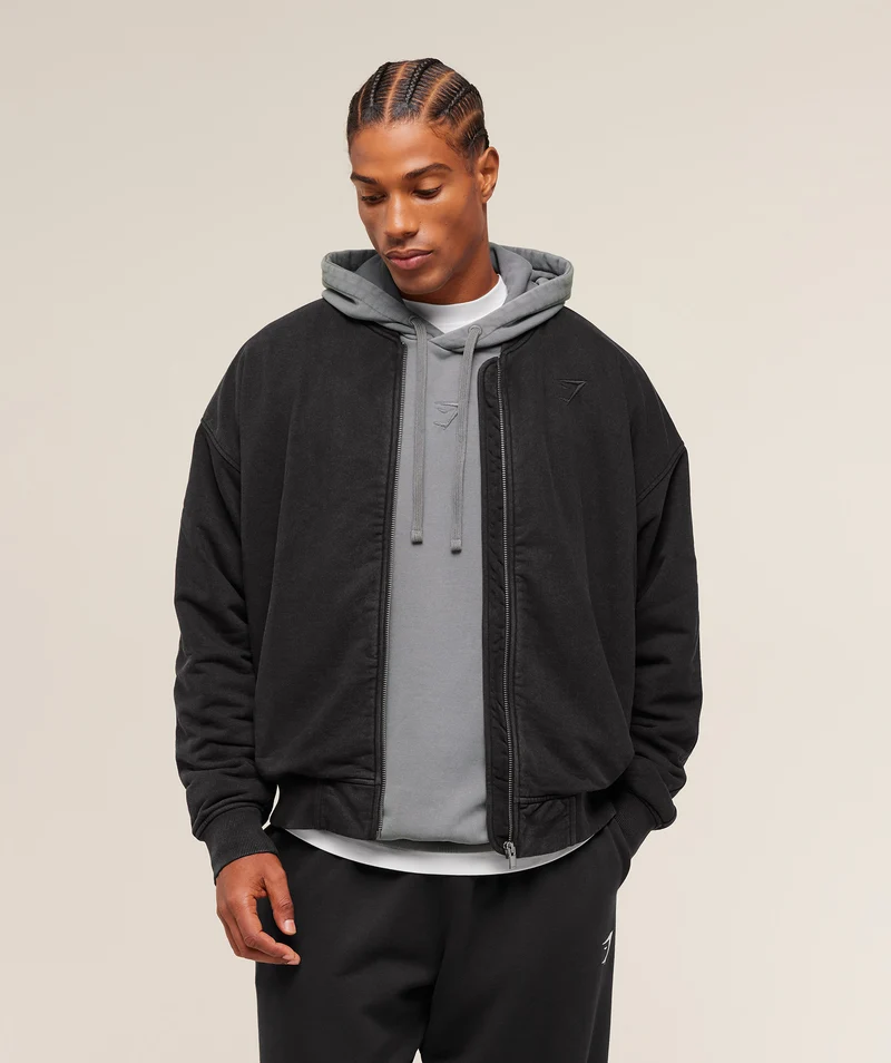 Gymshark Power Washed Jersey Track Jacket - Black