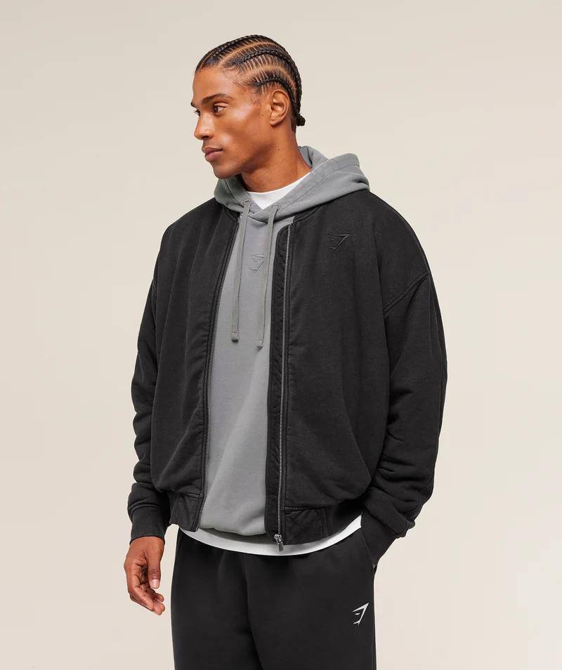 Gymshark Power Washed Jersey Track Jacket - Black