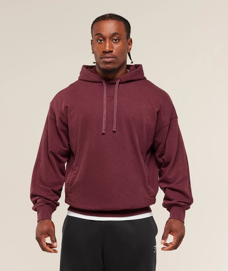 Gymshark Power Washed Hoodie - Rich Maroon