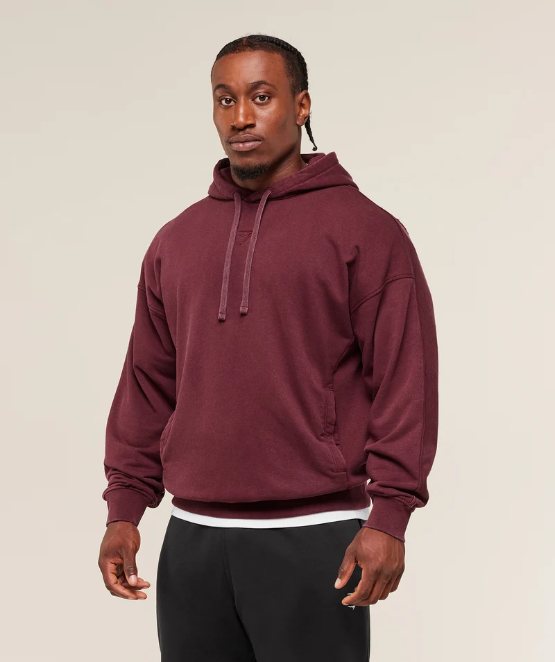 Gymshark Power Washed Hoodie - Rich Maroon