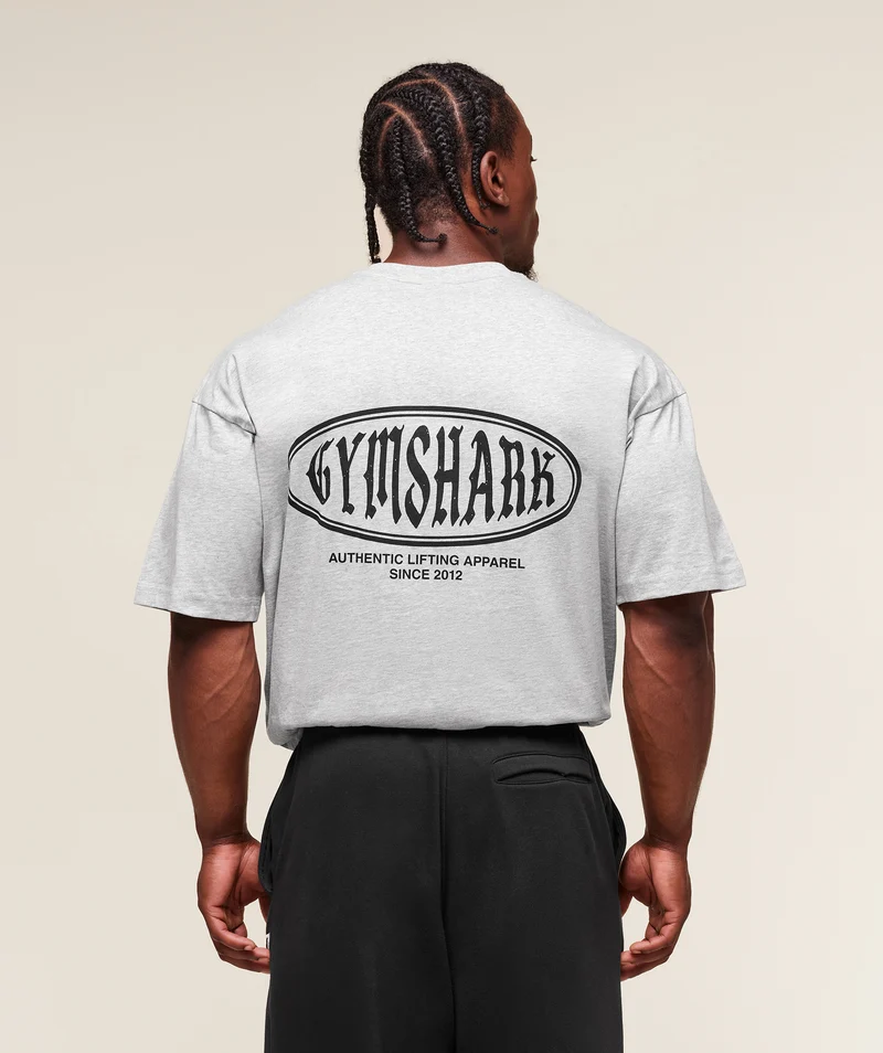 Gymshark Authentic Lifting Apparel T-Shirt - Light Grey Core Marl
