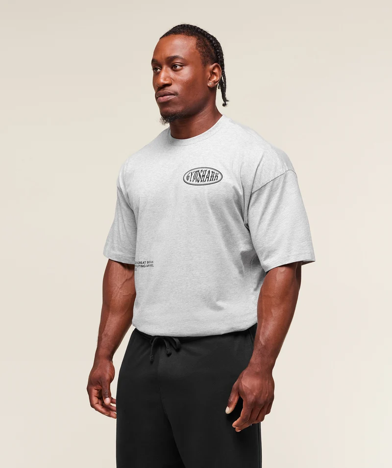 Gymshark Authentic Lifting Apparel T-Shirt - Light Grey Core Marl