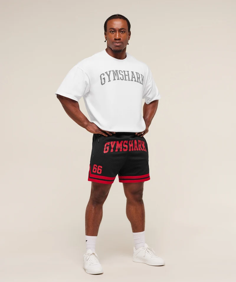 Gymshark Campus Mesh Shorts - Black/Conditioning Red
