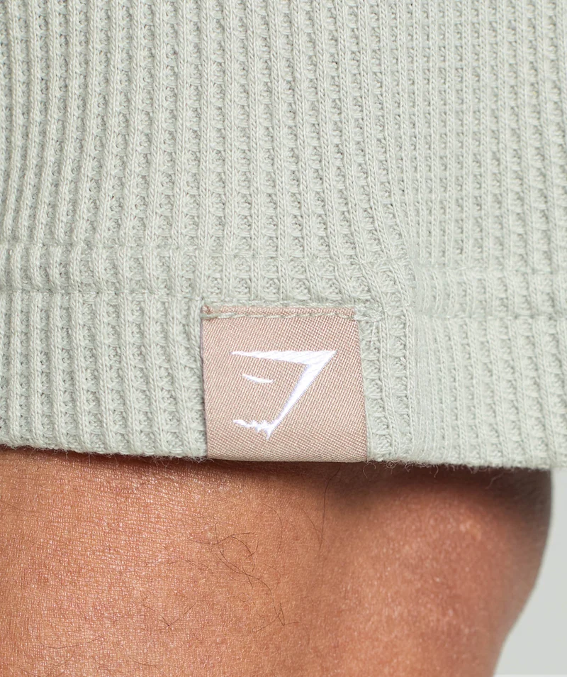 Gymshark Waffle Oversized T-Shirt - Stone Grey/Cotton Part Dye