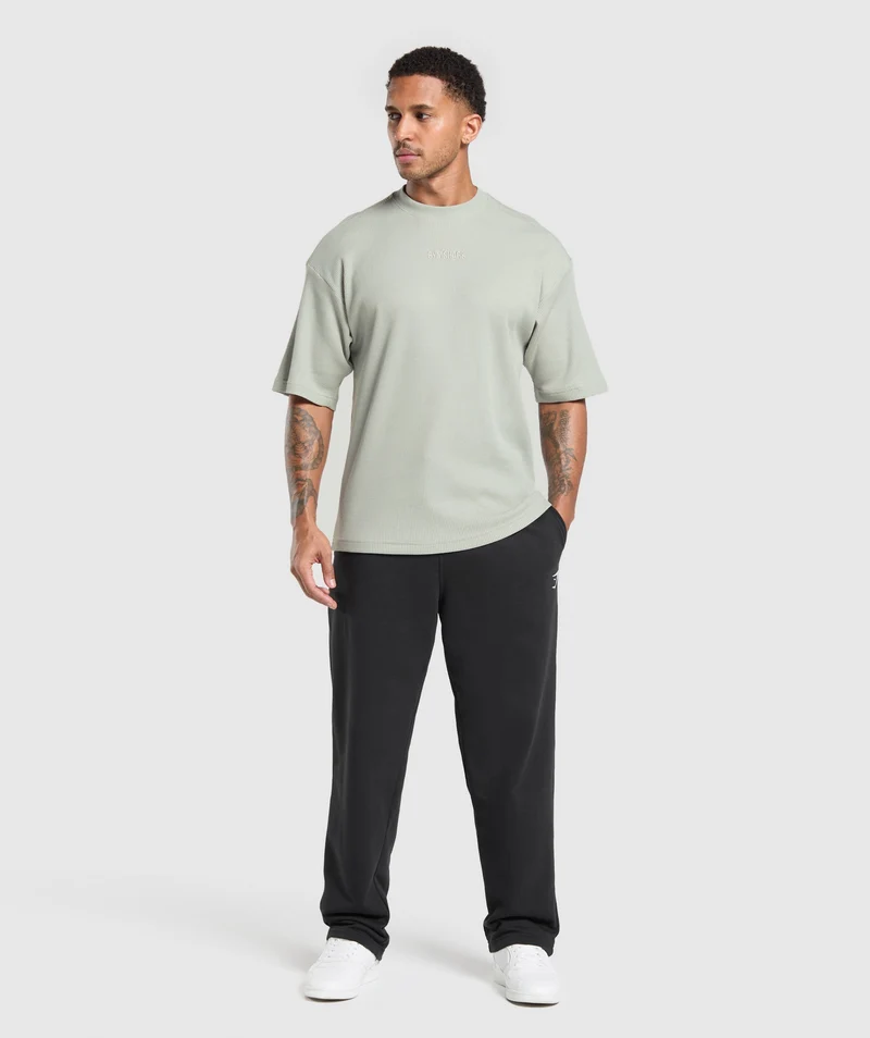 Gymshark Waffle Oversized T-Shirt - Stone Grey/Cotton Part Dye