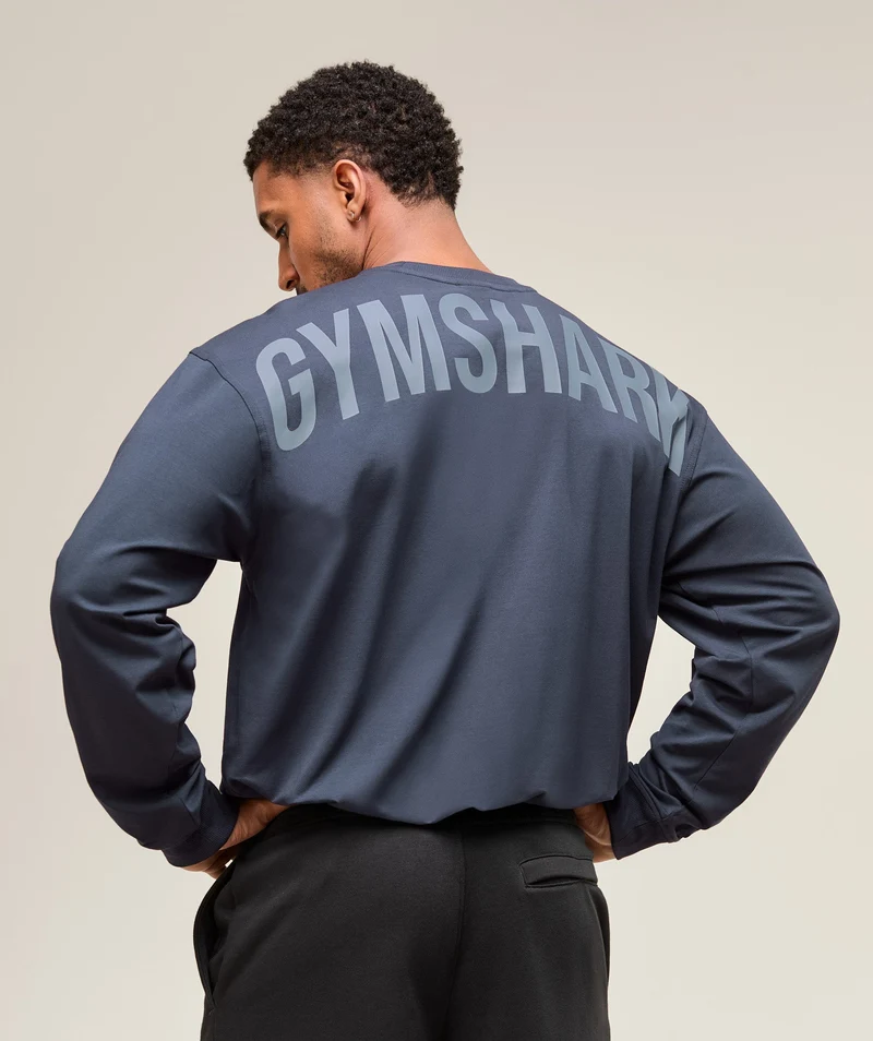 Gymshark Power Long Sleeve T-Shirt - Heavy Blue