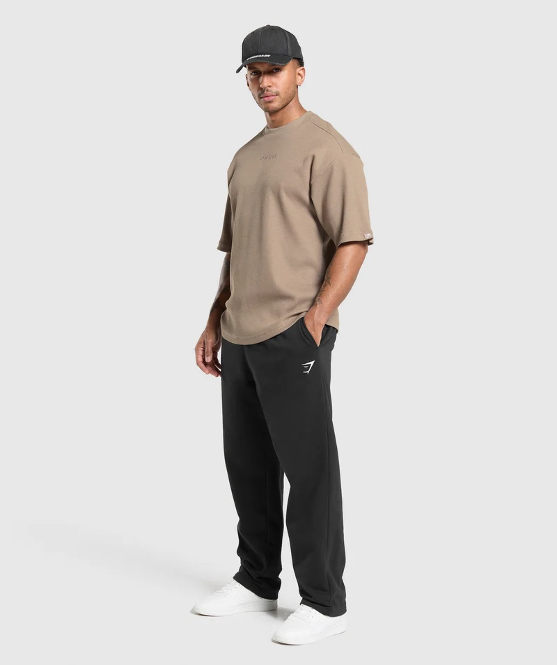 Gymshark Waffle Oversized T-Shirt - Lifestyle Brown/Cotton Part Dye