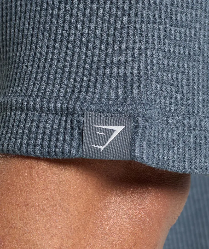 Gymshark Waffle Oversized T-Shirt - Titanium Blue/Cotton Part Dye