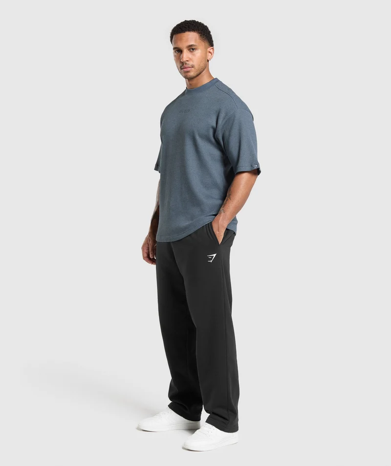 Gymshark Waffle Oversized T-Shirt - Titanium Blue/Cotton Part Dye