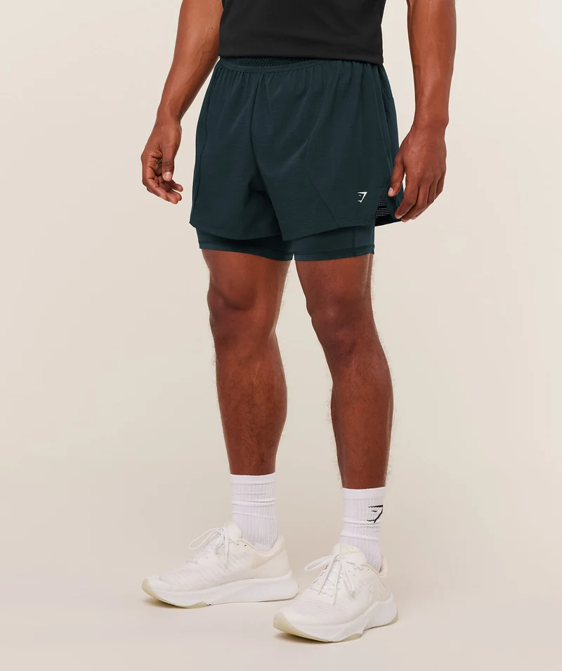 Gymshark Running 4" 2-in-1 Shorts - Deep Petrol Blue