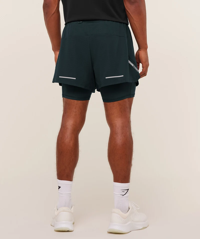 Gymshark Running 4" 2-in-1 Shorts - Deep Petrol Blue